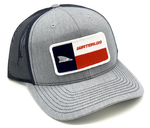 Waterloo Heather Grey and Navy Cap - Texas Flag Tails Up Logo