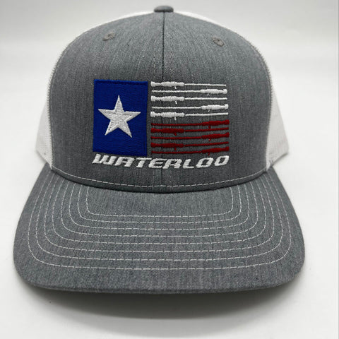 Waterloo Rod Flag Heather Gray and White Cap
