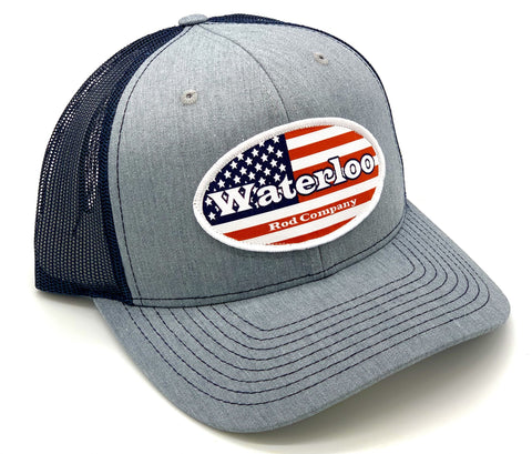 Waterloo Heather Grey and Navy Cap - Oval Flag Patch